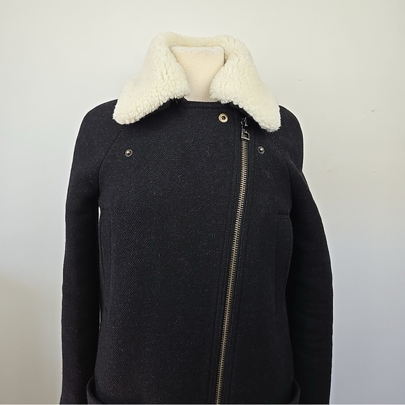 Madewell Eldridge Asymmetric Zip Coat in Black Insuluxe Fabric Women's XXS - Picture 2 of 15